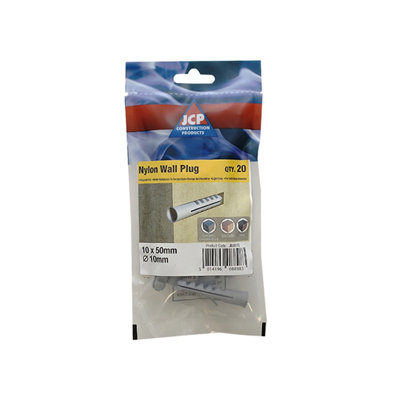 Jcp Fixings Nylon Wall Plugs 10 X 50mm Fjjbnp10BlueBox Of 100 from B&Q
