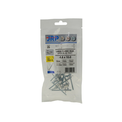 Jrp Riveting Products 4.8 X 24mm Aluminium/steel RivetsJrpbagasl4824/16 - from B&Q