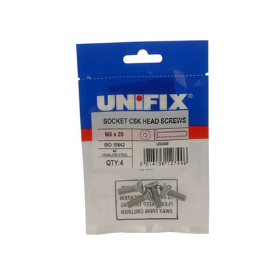 Unifix A2-70 St/st Socket Csk Head Screws M8 X 30Ubss1064208 030Box Of 20 from B&Q