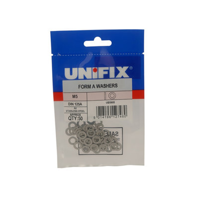 Unifix A2-304 St/st Form A Flat Washers Din 125M8 (8.4)Ubsswsads08Perfect For Diy ProjectsBox Of 125 from B&Q