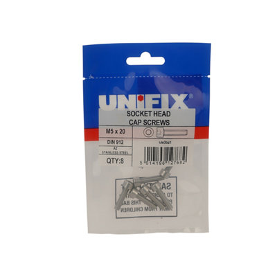 Unifix A2-70 St/st Socket Head Cap Screws M8 X 20Ubss91208 020Box Of 20