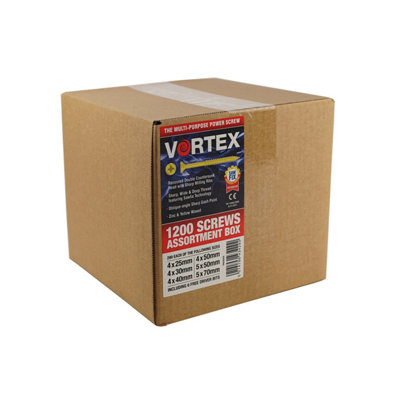 Vortex High-Performance Multi-Purpose Woodscrews Zyp Ce1200 Pce Assortment Box - from B&Q