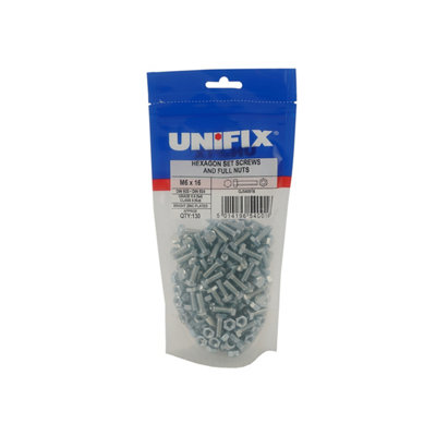 Unifix Grade 8.8 Hex Setscrews & Full Nuts M12 X 30Poumhsn12 030 081 from B&Q