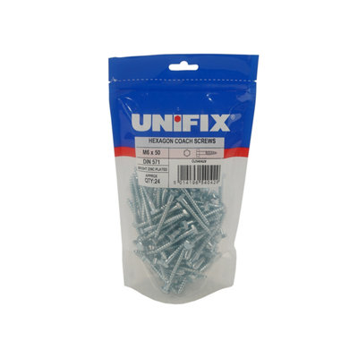 Unifix Coach Screws Hexagon Head Din 571 BzpM10 X 150Pouhxc10 150 000Box Of 80 from B&Q