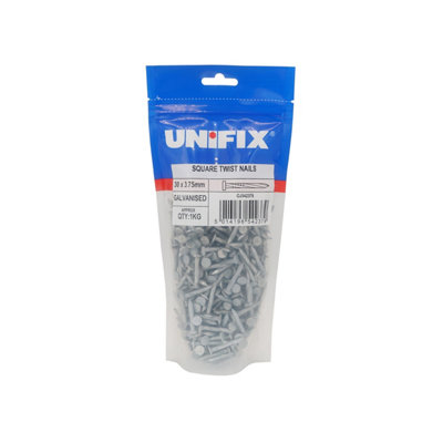 Unifix Galv Square Twist Nail Ce40 X 3.75mmPou9Galvsqtn/010Box Of 5 from B&Q