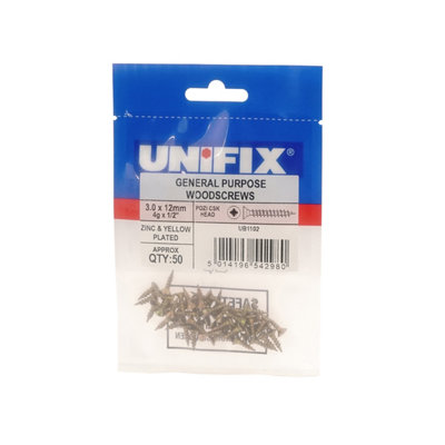 Unifix General Purpose Chippy Woodscrews 6.0 X 60mmUb9Chippy/220Box Of 125 from B&Q