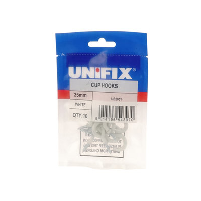 Unifix Cup Hooks White 32mm Pack Of 8Push-Fit Pvc HooksUb9Tqcuphkw/010Box Of 40 from B&Q