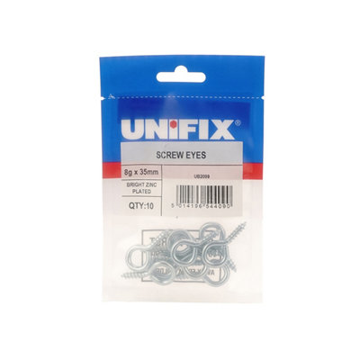 Unifix Screw Eyes Bzp 10G X 45mm Ub9Tqsseye/045Box Of 50 from B&Q