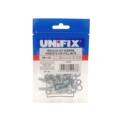 Unifix Grade 8.8 Hex Set M10 X 75Box Of 20 from B&Q