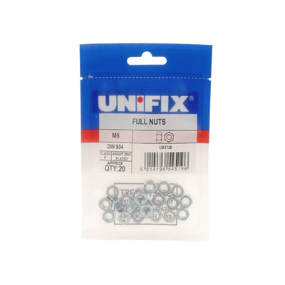 Unifix Class 8 Full Nuts Din 934 BzpM8 X 1.25Ubnffmsz808Secure Fastening from B&Q