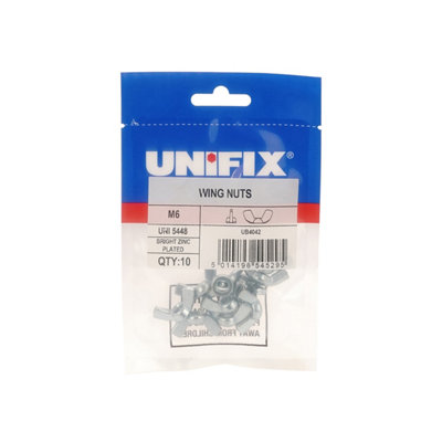 Unifix Wing Nuts Uni 5448 BzpM10 X 1.50Bag Of 6 from B&Q