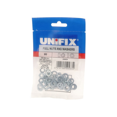 Unifix Class 8 Full Nuts & Washers M12Box Of 40 from B&Q