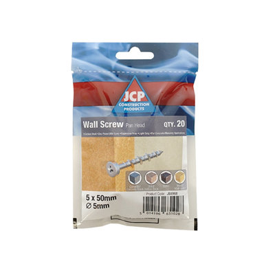 Jcp Fixings Wall Screws Pan Head Bzp5.0 X 38mmFjjbws5038PhzPack Of 20 from B&Q