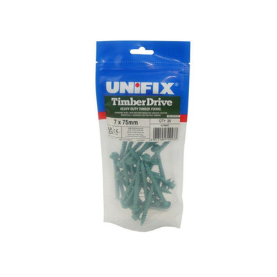 Timberdrive Screws Green Organic Coating Ce 7.0 X 90mmTdsbag07090Box Of 25 from B&Q