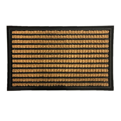 Primeur Mighty Mats® Natural & Black Boucle Striped Door Mat70Cm X 40Cm from B&Q
