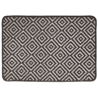 Primeur Mighty Mats® Dark Grey & White Geo Soft Loop Door Mat75Cm X 50Cm from B&Q