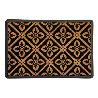 Primeur Natural & Black Geometric Door Mat60Cm X 40Cm from B&Q