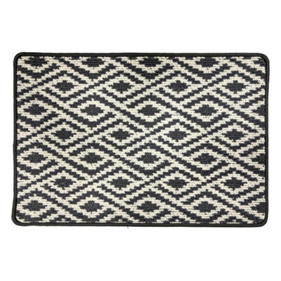 Primeur Grey & White Diamond Line Rectangular Door Mat85Cm X 57Cm from B&Q