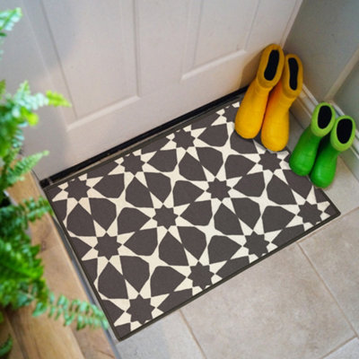 Primeur Grey Geometric Rectangular Door Mat57Cm X 90Cm from B&Q