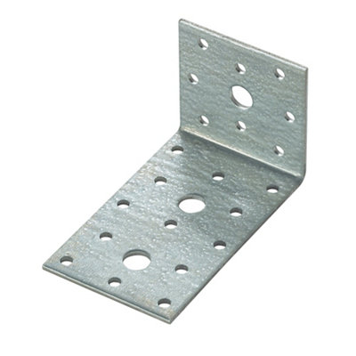 B&Q -  Zinc Effect Galvanised Steel Light Duty Angle Bracket (H)60mm (W)60mm (L)100mm