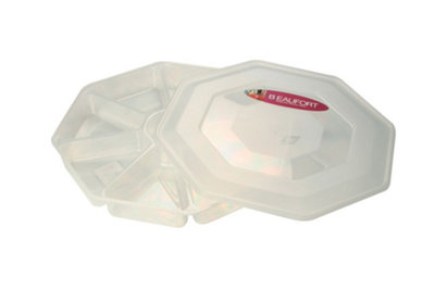 B&Q -  Octagonal Nibble Tray 8 Section Clear Plastic 3L Storage Tub Sweets Nuts Snacks