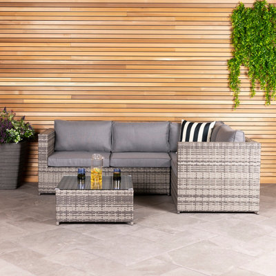 Charles Bentley Rattan Corner Sofa & Coffee TableGrey from B&Q