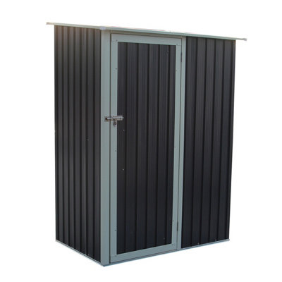 Charles Bentley 4.7Ft X 3Ft Metal Storage Shed Grey Small Roof Door Apex