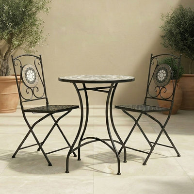 B&Q -  Mosaic Bistro Set For Two Garden & Outdoor Dining Black