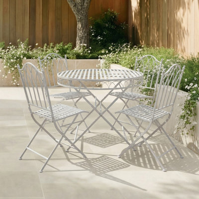 Charles Bentley Rustic 5 Piece Wrought Iron Outdoor Bistro SetGrey