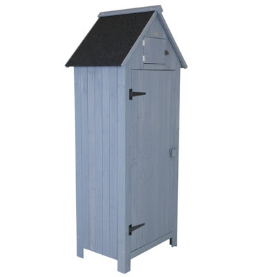 Charles Bentley Fsc Slim Tall Garden Storage Shed Grey H179 X L77 X W54Cm Grey