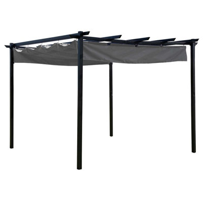 Charles Bentley 3 X 3M Steel Pergola Gazebo Modern For Garden ShowerproofGrey from B&Q