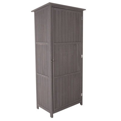 Charles Bentley Fsc Wooden Storage Shed - Grey H190 X D56 X W86Cm Tall Outdoor