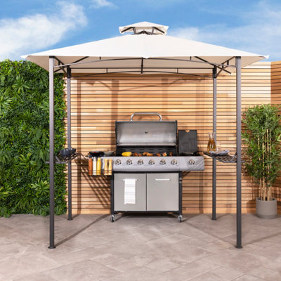 Charles Bentley 8 X 5Ft Steel Grill Gazebo Outdoor Tent ShelterCream from B&Q