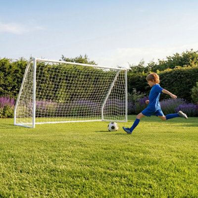 B&Q -  Junior 8Ftx4Ft Plastic Portable White Football Goal Inc. Net