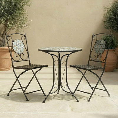 Charles Bentley 3 Piece Wrought Iron Mosaic Bistro Set Table And 2 Chairs from B&Q