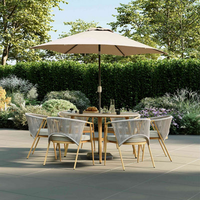 Charles Bentley Almada 6 Seater Dining Set Wood Effect Frame from B&Q