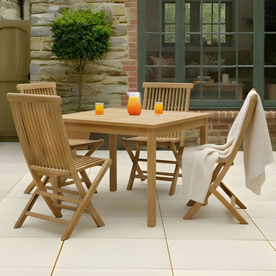 Charles Bentley - Garden Table - Teak Wood - 100x100cm - Brown - Image 4