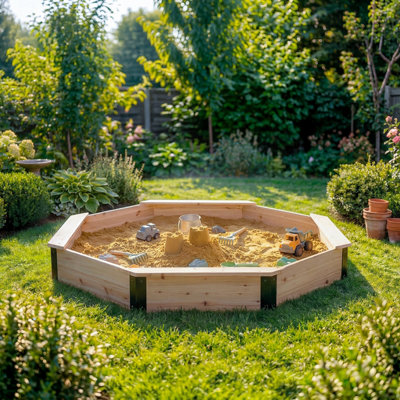 Charles Bentley Wooden Sandpit With Seating And Cover - Image 5