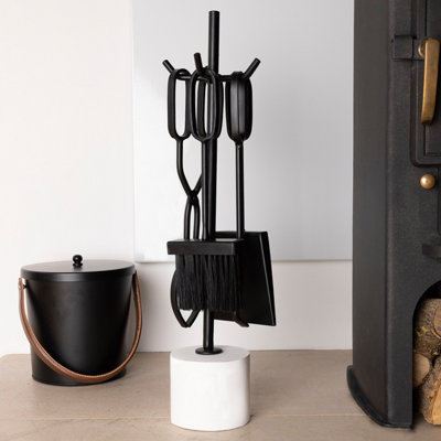 Charles Bentley Birch Fireside Companion Set With Stand Poker Shovel Brush Tongs Tool Stand Iron from B&Q