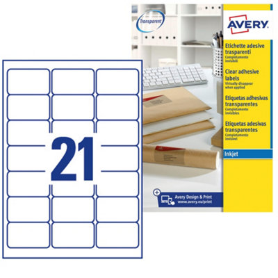 Avery Printable, Customisable Address Mailing Labels, Inkjet Printers, 21 Per A4 Sheet, 525 Labels, Quickdry (J8560), 25 Sheets