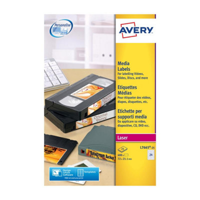 Avery L7665-25 PrintableCustomisable Data Cartridge/data Storage Labels24 Labels Per A4 SheetWhite from B&Q