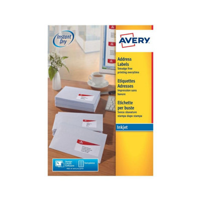 Avery QuickdryPrintableAddress LabelsCustomisable63.5 X 33.9 mmWhite24 Labels Per Sheet2400 Blank Labels Per Pack from B&Q