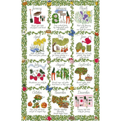Ulster Weavers Gardeners Calendar Gardening 100% Cotton Tea Towel B&Q