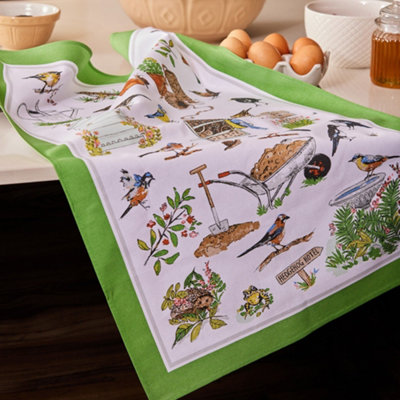 B&Q -  Garden Birds Animal Print 100% Cotton Tea Towel
