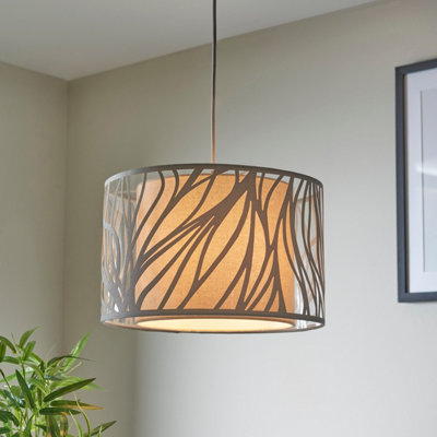 B&Q -  Toni Grey Laser Cut Cylinder Light Shade (D)35Cm