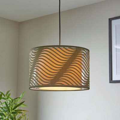 B&Q -  Toni Green Laser Cut Cylinder Light Shade (D)35Cm