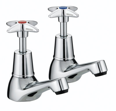 Bristan Vax 1/2 C 5412 Cross Top Basin Taps Chrome Basin Pillar Pair 1/2" Tap from B&Q