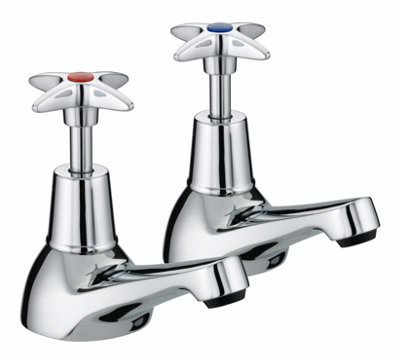 Bristan Vax 3/4 C 5412 Cross Top Bath Taps Chrome Bath Pillar Taps Pair 3/4" Tap from B&Q
