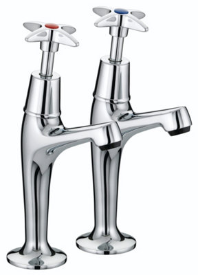 B&Q -  X Cross Head High Neck Pillar Kitchen Sink Taps Chrome1 Pair