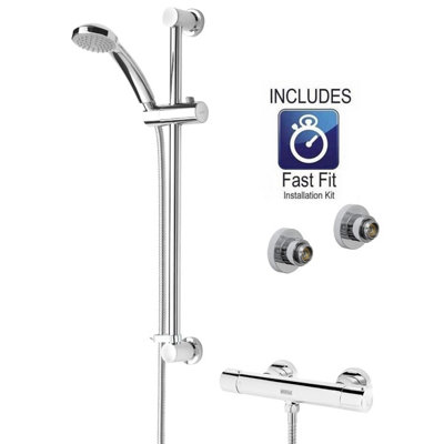 Bristan Frenzy Bar Mixer Shower Thermostatic Chrome Exposed Cool Touch Bar + Kit from B&Q